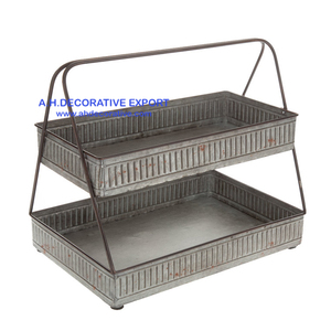Bandeja de Metal galvanizada de dos capas, Rectangular, diseño Vintage, a la venta, precio al por mayor - Product Image 1