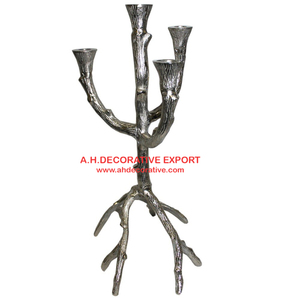 Candelabro de piso de aluminio plateado hecho a mano, decoración cuadrada para bodas y hogares, artesanía de Metal hecha a mano - Product Image 5