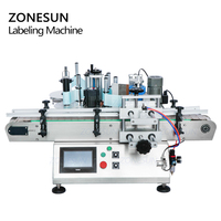 Machine d'étiquetage automatique de bouteilles d'huile essentielle en plastique ZONESUN, machine d'étiquetage de bouteilles rondes double face de table avec codeur de date
