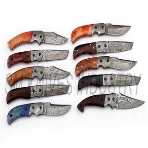 Cuchillo de bolsillo plegable de Damasco, hecho a mano, con Funda de cuero, lote combinado de 10 (smk1274) - Product Image 5