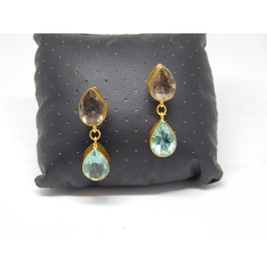 traditional new latest fashion jewelry designer handmade <b>hoop</b> goldplated brass stone stud earing <b>for</b> girls and women - Product Image 5