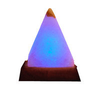 Lampe en sel naturel de l'Himalaya - Forme pyramidale - LED changeant de couleur - Design sculpté - Thème Feng Shui Amour - Prise USB - Emballage personnalisé - Sian
