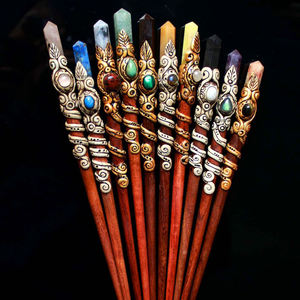 Varillas de resina para el pelo, arcilla polimérica con corazones de cristal, horquilla para el pelo, consolador grande de cristales para masaje - Product Image 3