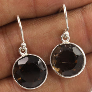 Nouvelle vente chaude femmes mode 925 solide en argent Sterling Quartz fumé pierres précieuses boucle d'oreille femmes boucles d'oreilles à la mode cadeau bijoux - Product Image 2