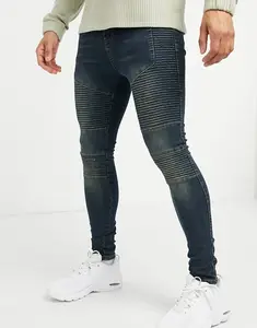 Exclusivo Byker estilo 2020 Jeans Skinny Fit los hombres estirable negro de calidad de exportación de los hombres de los pantalones vaqueros