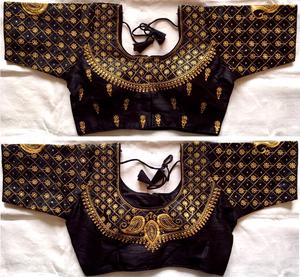 Tissu de soie lourd indien brodé séquence travail saree blouse lehenga blouse pour les femmes - Product Image 2