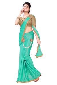 Dola Soie Bordure Dorée Broderie Travail Saree avec Blouse Pièce Femmes Indiennes Porter Sari Pas Cher Prix En Gros Surat ApparelGarment - Product Image 3