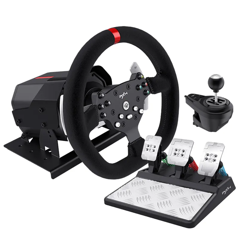 PXN V10 new dual-motor force feedback driving gaming racing wheel with hall-effect pedals and 6+1 shifter