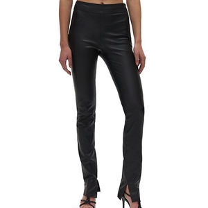 Chic femmes taille haute en cuir PU sac en papier pantalon PVC Look humide ceinturé recadrée pantalon évasé élégant à la mode déclaration de mode - Product Image 2
