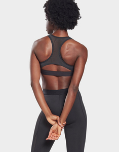 เสื้อชั้นในกีฬาไร้ตะเข็บแบบปรับแต่งได้ รุ่นฮีโร่ สำหรับออกกำลังกาย ระดับการกระชับปานกลาง สีดำ - Product Image 3