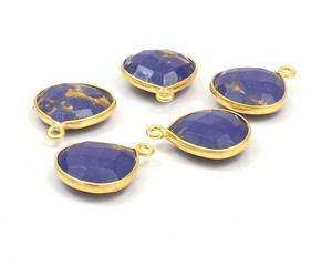 Azul cobre turquesa Natural Multi piedra preciosa forma de corazón plateado oro y plata joyería hecha a mano bisel conector - Product Image 3