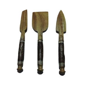 Ensemble de 3 couverts à fromage, manche en bois d'écorce, ensemble de couverts à fromage en bois, fourchette à fromage, cuillère, cadeaux de fête, cuisine, mariage, Noël - Product Image 1