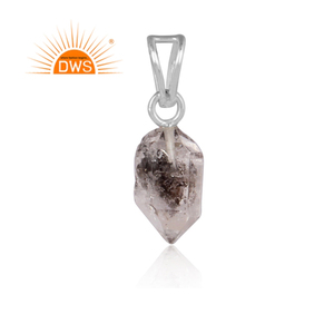 Fournisseur de bijoux en argent sterling 925 électroformé naturel solide Herkimer diamant pendentif bijoux grossiste tendance hommes blanc - Product Image 3