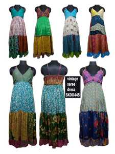 ชุดเดรสผ้าไหมสไตล์วินเทจสไตล์โบโฮสำหรับผู้หญิงมีซิปประดับด้วยลูกไม้สีสันสดใสและกระดุมตกแต่งด้วยพู่ระบายอากาศได้ดี - Product Image 2