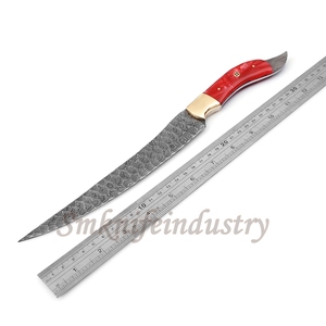 Custom Hand Forged Damascus Fillet knife With leather Sheath cover (smk1636) - Product Image 5