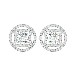 Pendientes de oro blanco puro de 14 quilates de diseñador, nueva colección elegante con diamantes redondos brillantes, joyería de precio competitivo - Product Image 1