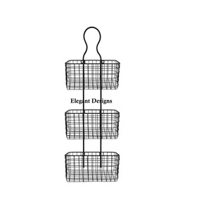 New Arrival Classic Three-Tier Iron <b>Wire</b> <b>Wall</b> Basket Handmade Tall Size Storage for Wholesale New Classic <b>Wire</b> <b>Wall</b> Basket - Product Image 1