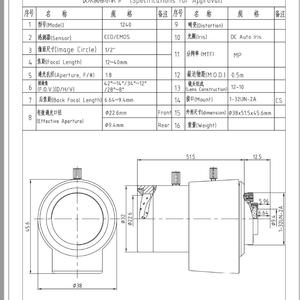 IMX485LQJ/LQJ1 IMX415-AAQR/AAMR IMX465.0 Megapixel Dc Auto Iris Varifocus CCTV <span class=keywords><strong>Lens</strong></span> 12 ~ 40 Mét IMX294 IMX533 IMX485 IMX334 IMX415 I - Product Image 6