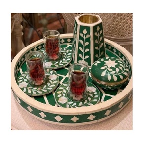 Artesanía de Calidad, Bandeja de Resina de Madera de Acacia Clásica Vintage, Juego de Caja Mubkhar, Quemador de Incienso Bakhoor Árabe Multifuncional - Product Image 5