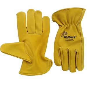Cow Grain Leather <b>Driver</b> Work <b>Gloves</b> with Split Leather Back - Product Image 3