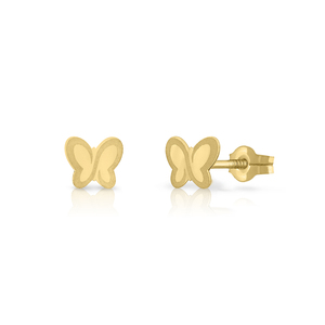 Pendientes de moda de oro sólido 9K (disponibles 10k-14k-18k), Mariposa, 6mm, para niños y mujeres - Product Image 2
