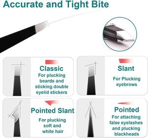 ความหนา 1.5 มม. คุณภาพสูงชุดแหนบคิ้วพร้อมแหนบคิ้วเอียงเบาแหนบคิ้วสแตนเลสแหนบคิ้ว - Product Image 4