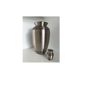Brassworld India's Engraved Brass Pewter Keepsake Cremation Urn Elegant <b>Funeral</b> <b>Supplies</b> - Product Image 1