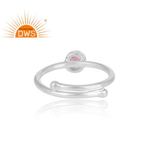 รอบตัดสีชมพูบุษราคัมตัดแหวนพลอยเครื่องประดับผู้ค้าส่งอินเดียเครื่องประดับเงินที่ทำด้วยมือผู้จัดจำหน่าย - Product Image 4