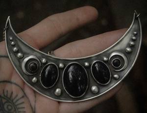 Forme ovale et ronde Onyx noir pierre précieuse le plus cool 925 argent Sterling collier de pierres précieuses naturelles déclaration bijoux cadeau pour elle - Product Image 1