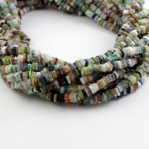 Perles Heishi en Quartz Multicolores, Lisse, Plat, Carré, 4-6mm, 16 pouces, pour Bijoux, Multi-Taille - Product Image 2