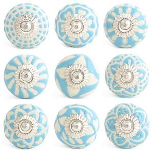 Boutons en céramique au design floral vintage de couleurs assorties pour les poignées de tiroir de porte d'armoire, quincaillerie chromée pour la cuisine, la maison et la commode de bar - Product Image 3