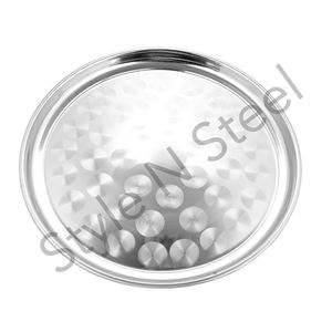 Plateau de service en acier inoxydable Plateau de service rond coloré Plateau de service en acier inoxydable Plateaux de luxe rond en or - Product Image 3