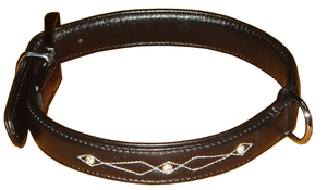 ปลอกคอสุนัขหนังแท้หรูหราดีไซน์เนอร์เป็นมิตรต่อสิ่งแวดล้อมทำจากเหล็ก/ทองเหลืองทันสมัยสีทึบมีหมุดบุนวมนุ่ม - Product Image 3