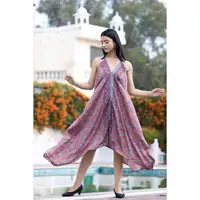Indian Sari Silk Maxi Dress for Girls