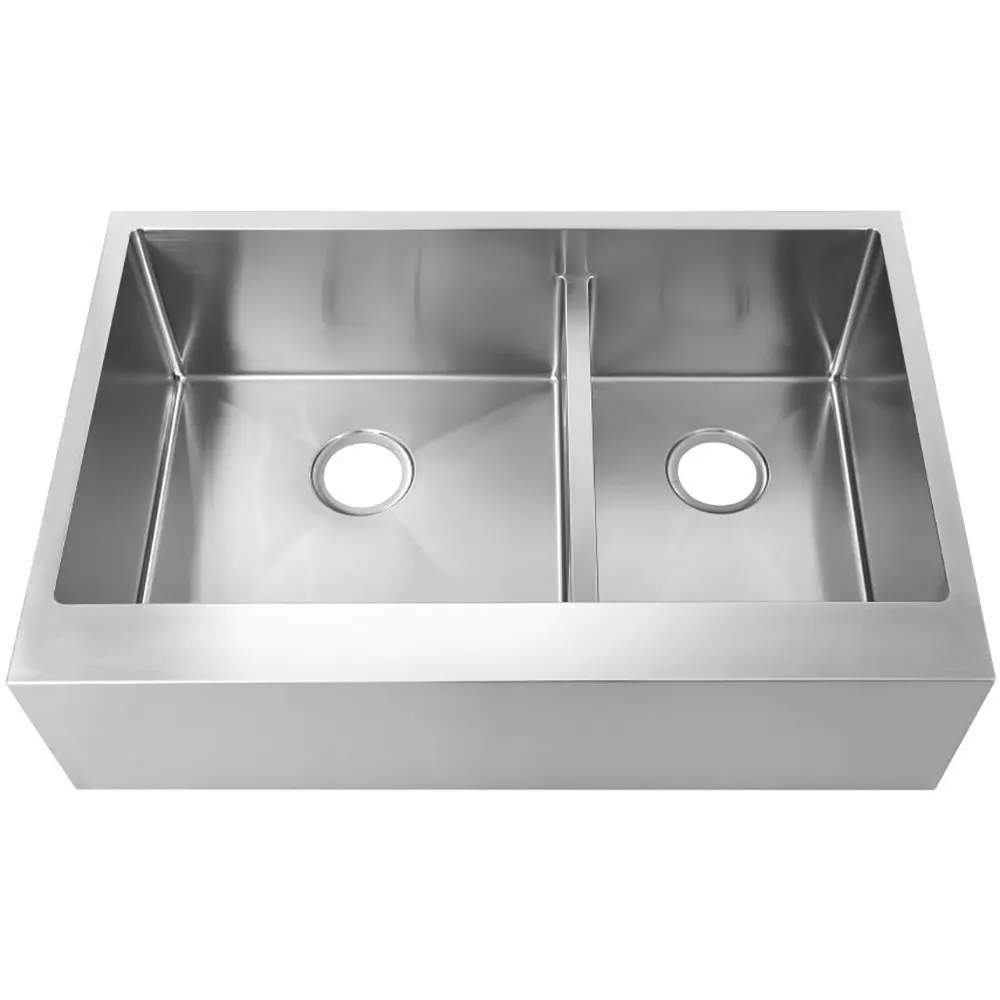 Celemek Stainless Steel Buatan Tangan, Wastafel Dapur Depan 304 Stainless Steel Ganda