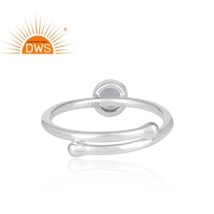 รอบตัดธรรมชาติสีฟ้าบุษราคัมแหวนอัญมณีผู้ผลิตเครื่องประดับเงิน925ผู้ผลิต - Product Image 4