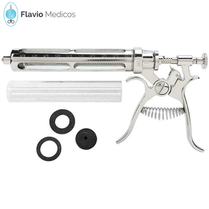 FLAVIO MEDICOS Seringue auriculaire en verre pour prélèvement, instruments en acier inoxydable durables et de haute qualité pour le bétail - Product Image 2