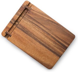 Tabla de Cortar Rectangular Profesional de Madera de Acacia con Ranura para Jugos, Mango de Acero Inoxidable, Ecológica, Grande, para Servir - Product Image 4