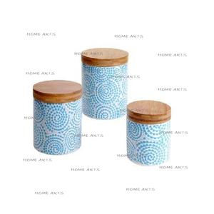 Juego de 2 cajas de forma redonda con tapa Caja de almacenamiento de alimentos de madera de diferentes tamaños para uso doméstico en hoteles y restaurantes - Product Image 5