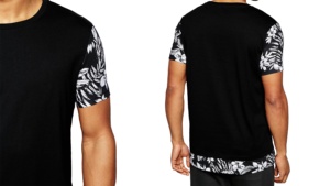 Kaus kerah Crew modis pria kaus lengan Floral kustom keliman cetak garis panjang 100% katun Bangladesh grosir - Product Image 4