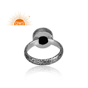 925 Oxidized Sterling Silver Engagement <b>Ring</b> Round Cut <b>Lapis</b> <b>Lazuli</b> Natural Gemstone Bezel Set Promise <b>Ring</b> Jewelry Supplier - Product Image 4