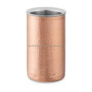 Enfriador de vino de doble pared de cobre antiguo y acero inoxidable Cubo de hielo de diseño martillado para bebidas - Product Image 1