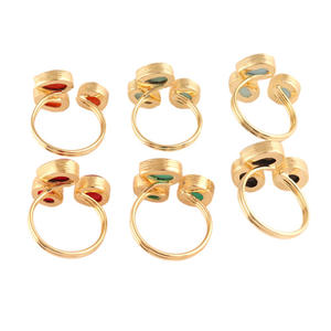 แหวนพลอยธรรมชาติสามชั้นปรับได้สำหรับผู้ชายและผู้หญิงแหวนดีไซน์เนอร์ขนาดใหญ่ - Product Image 6