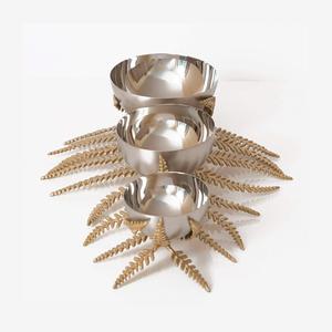 Lot de 2 bols décoratifs en acier inoxydable et laiton Design de luxe Vaisselle couleur or argentée Bol alimentaire en vrac - Product Image 3