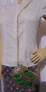 Party Sling Clutch Mosaic Bag Stone Clutch Ethnic Metal Vintage Handmade - Product Image 4
