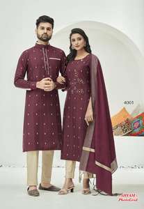 Pure Cotton Couple Combo <b>Kurta</b> and Kurti Set at Cheapest Rate - Product Image 3