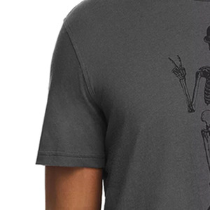 T-shirts gris pour hommes, design squelette imprimé graphique personnalisé, collection été, pur coton bio. - Product Image 6