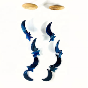 Carillón de viento de Navidad para el hogar, ágata azul en rodajas, ágata, media luna, estrella, carillones de viento, Ágata natural - Product Image 2