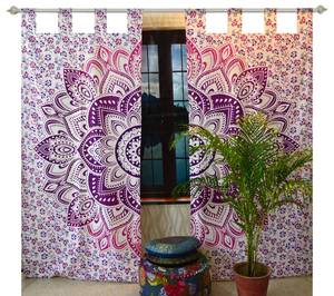 Handmade Small Mandala Flower Cotton <b>Curtain</b> Window Drape Valance Home Decor Wonderful Wall Hanging By Indian Consigners - Product Image 4