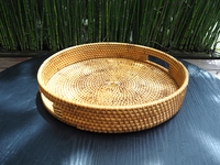 Rundes Rattan-Tee tablett, Rattan-Frühstücks tablett, Rattan-Korb tablett 100% hand gefertigt